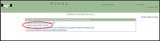Screenshot of Publicly Available Services, Select an Action Item